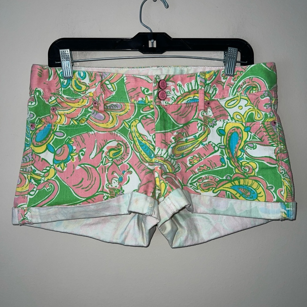 Lilly Pulitzer Size 6 Green Pink Clifton Shorts Women’s